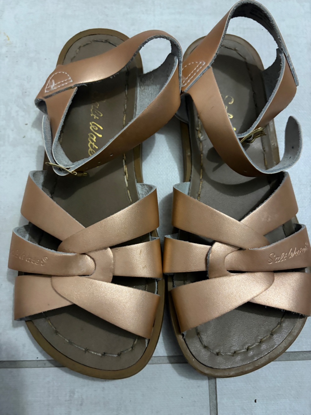 Saltwater Sandals Kids' Metallic Rose Gold size 1
